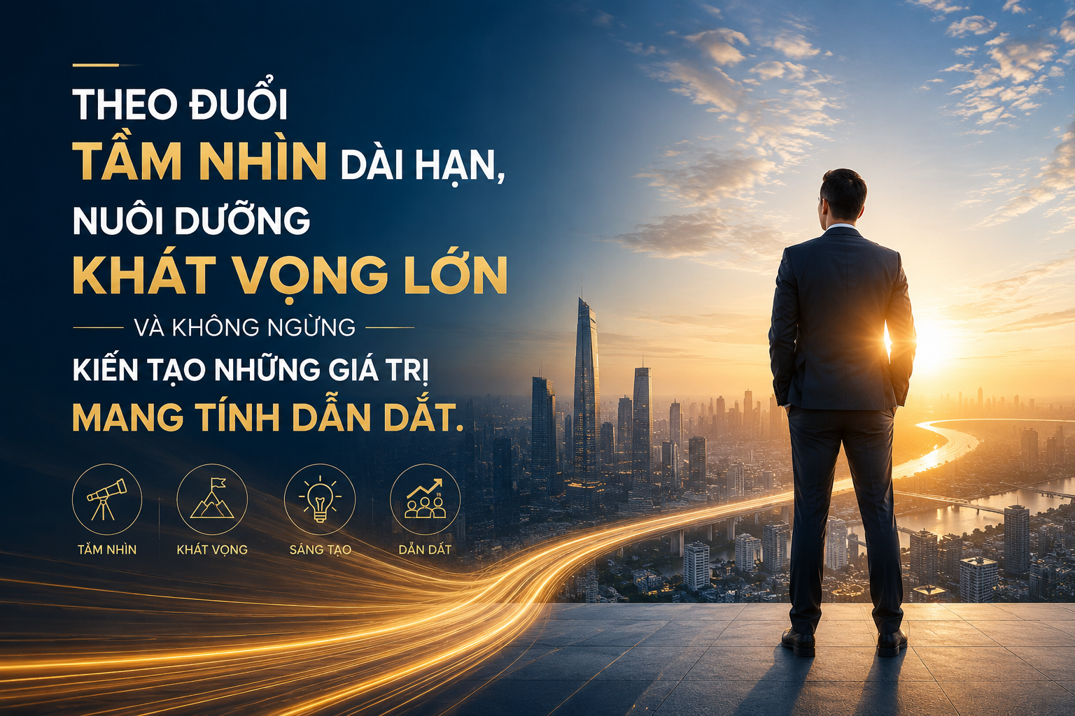 Theo đuổi tầm nhìn dài hạn, nuôi dưỡng khát vọng lớn và không ngừng kiến tạo những giá trị mang tính dẫn dắt.